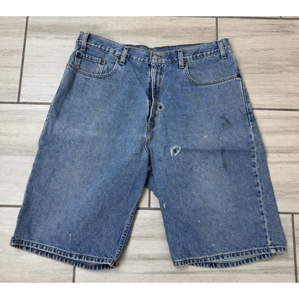 Levis Denim Shorts Men's 38 Blue Jorts 569 Vintage Y2K Loose Distressed Dad Jean